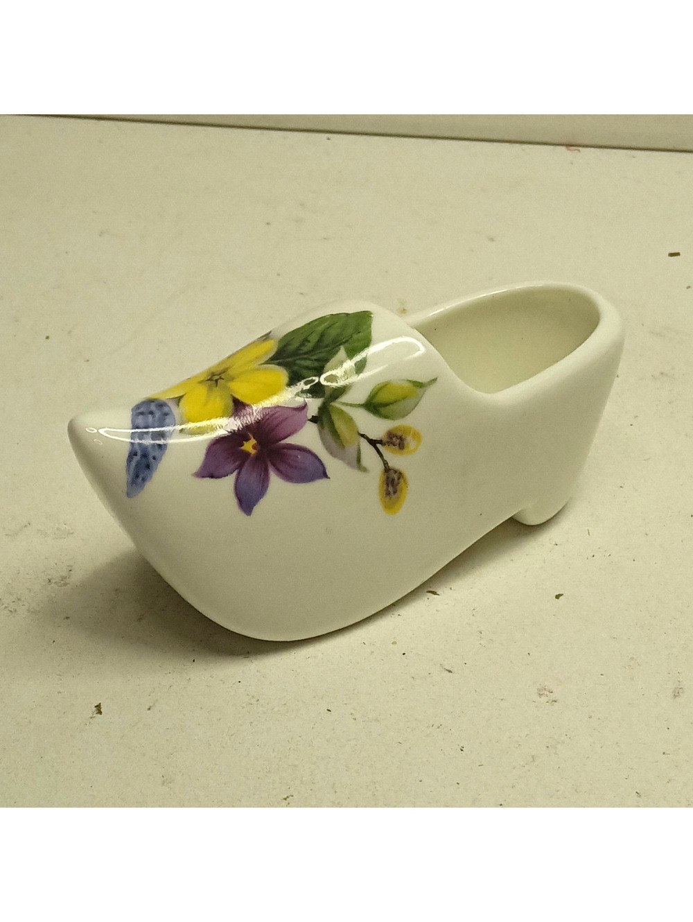 Sandford Fine Bone China Floral Shoe Figurine White - Made in England